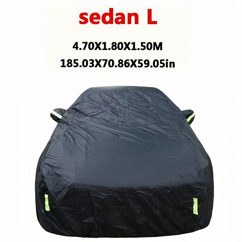 Universal avtomobil qopqog'i tashqi quyosh, qor, UV, suv o'tkazmaydigan, zipli, qora, S-XXL