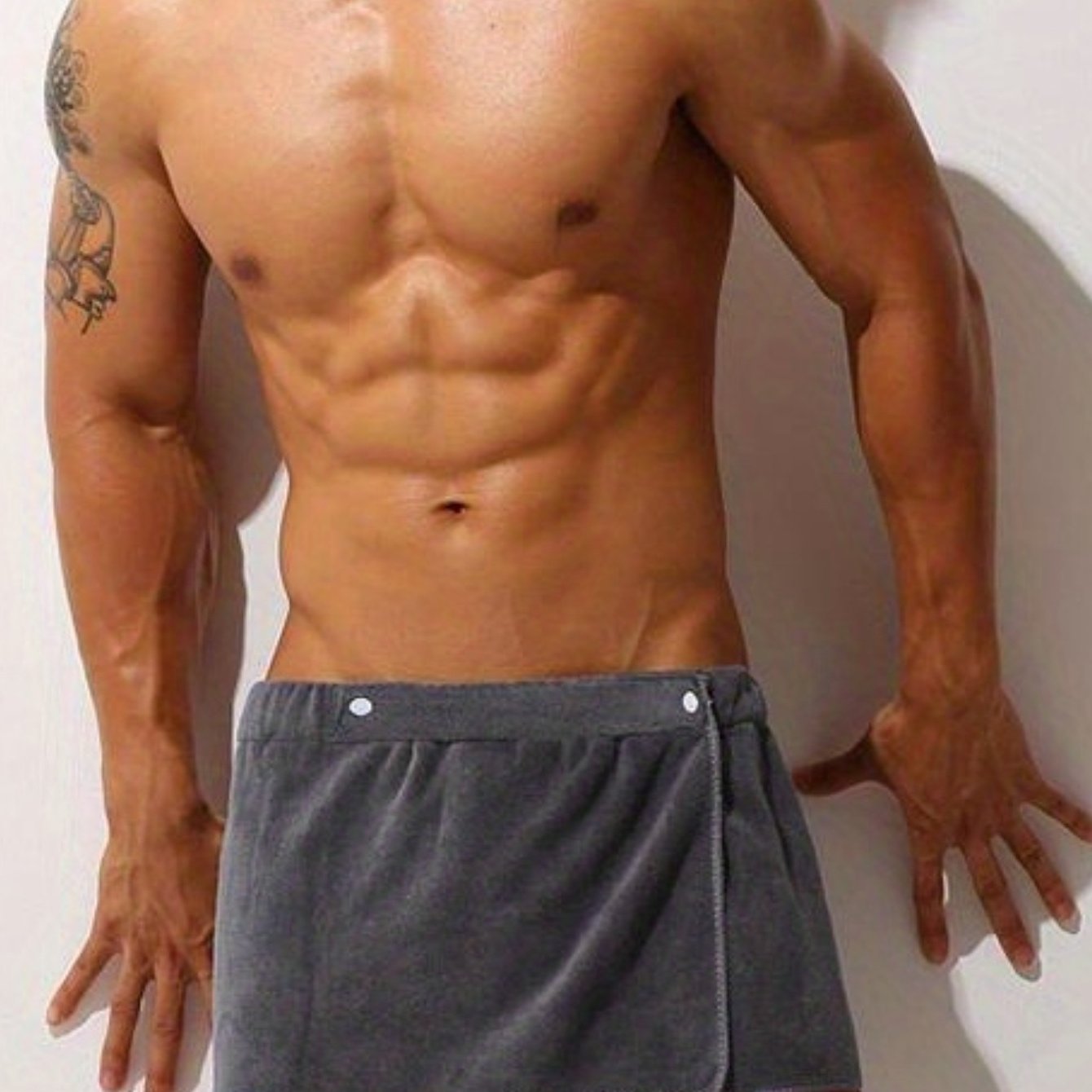 Men's Microfiber Bath Wrap Adjustable Fit Spa Shower Towel Gym Cover Solid Color