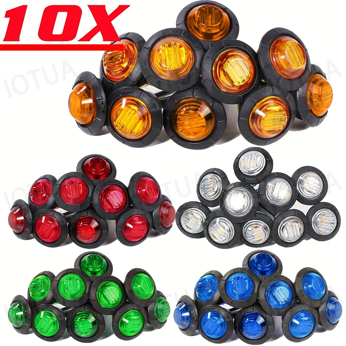 10 Pcs DC 12V Mini Round LED Flush Mount Indicator Lights for Car Boat Caravan