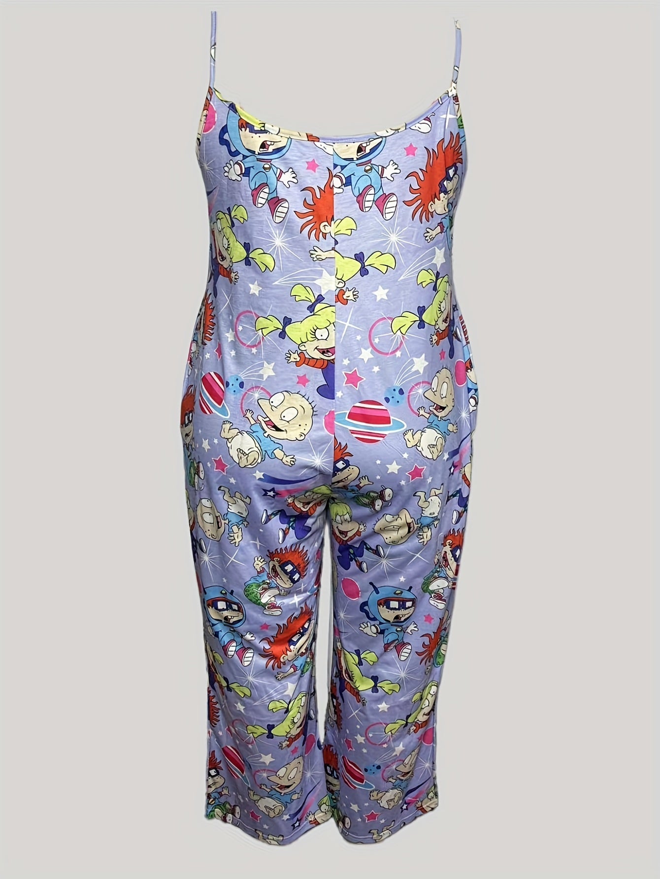 Plus Size Floral Print Sleeveless Jumpsuit with Pockets Women’s Casual Clothing