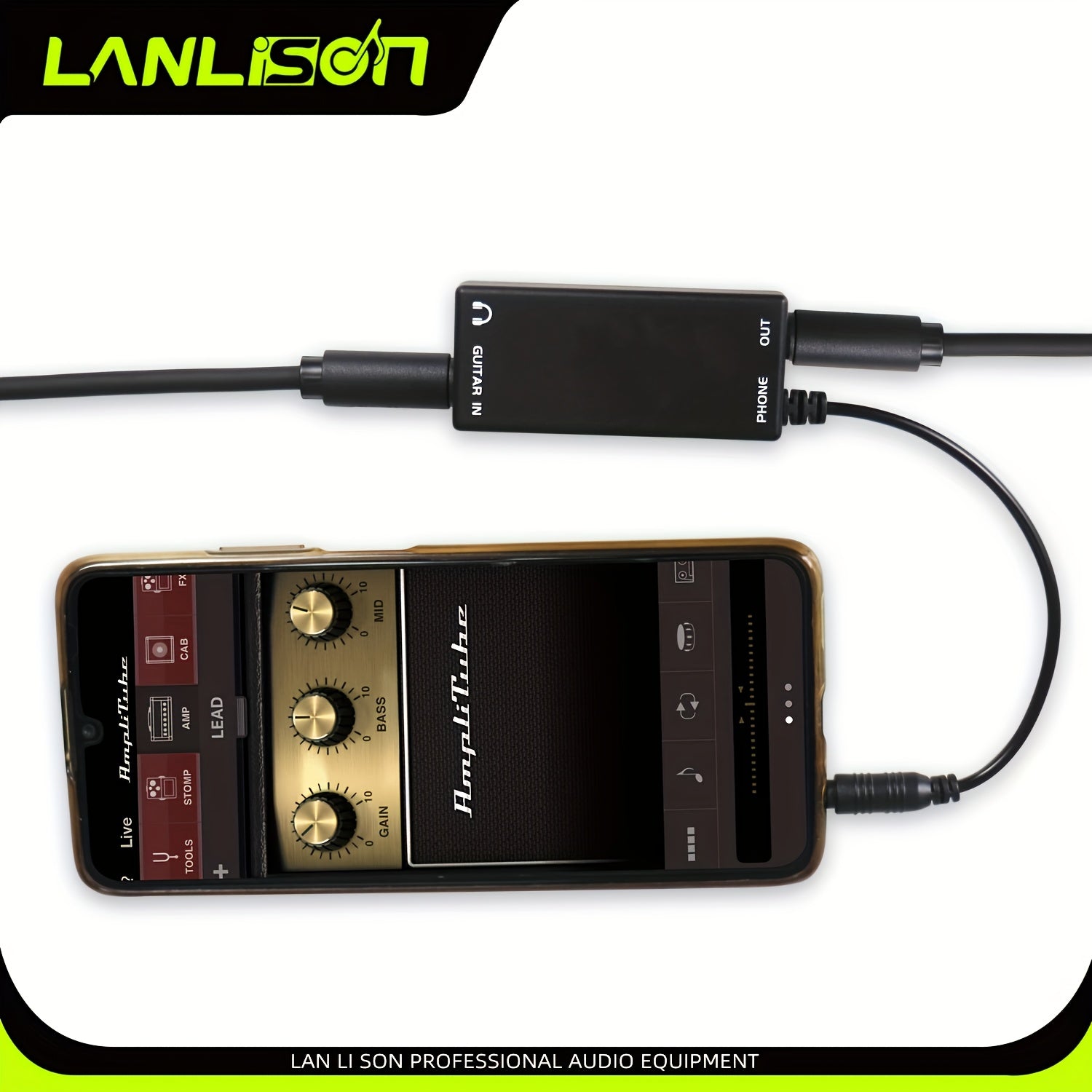 Audio Adapter for Instruments to Smartphone Recording Effects Converter Line Male to Female