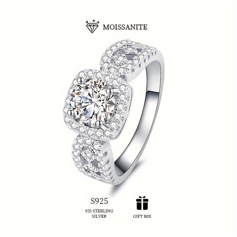 925 стерлинговое серебро, покрытое винтажным бохо, обручальное кольцо с 1 каратным моиссанитом: гипоаллергенное, элегантный дизайн для женщин. Классические роскошные ювелирные изделия для свадеб, юбилеев или подарков на день рождения.