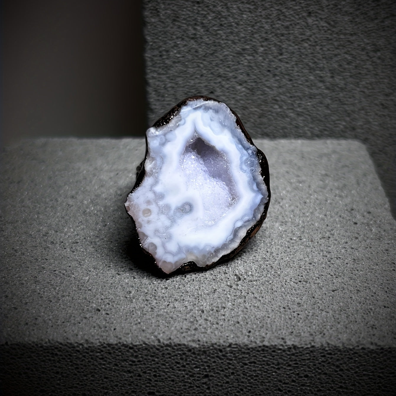 Unisex Adjustable Ring with Natural Gemstone and Irregular Design