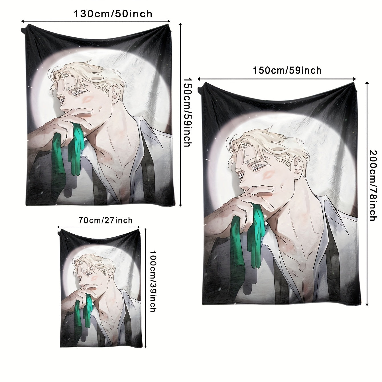 Soft Flannel Fleece Blanket with Anime Digital Print for Bed Sofa and Living Room