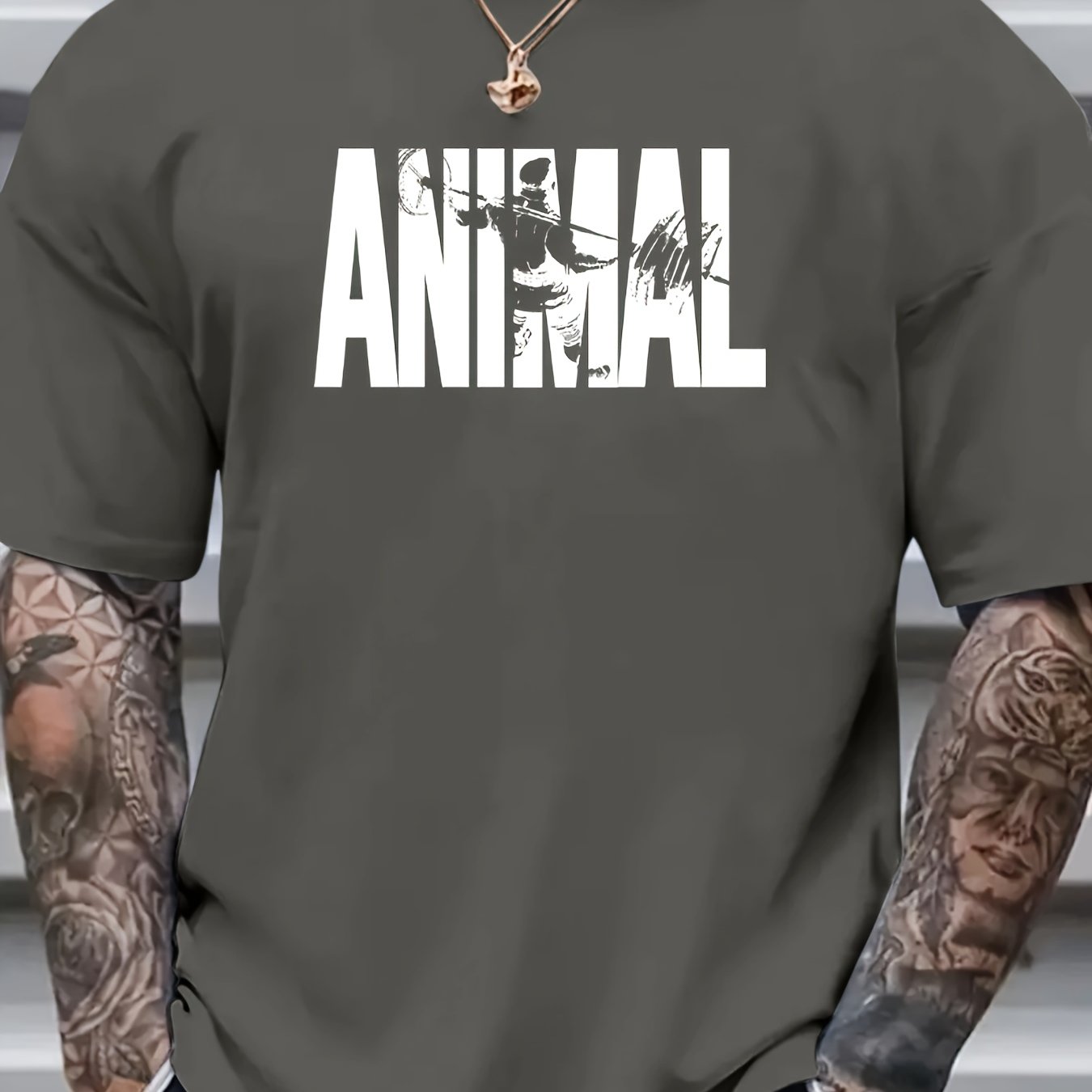 Men's Plus Size Polyester Graphic Print T-Shirt Crew Neck Streetwear All-Season