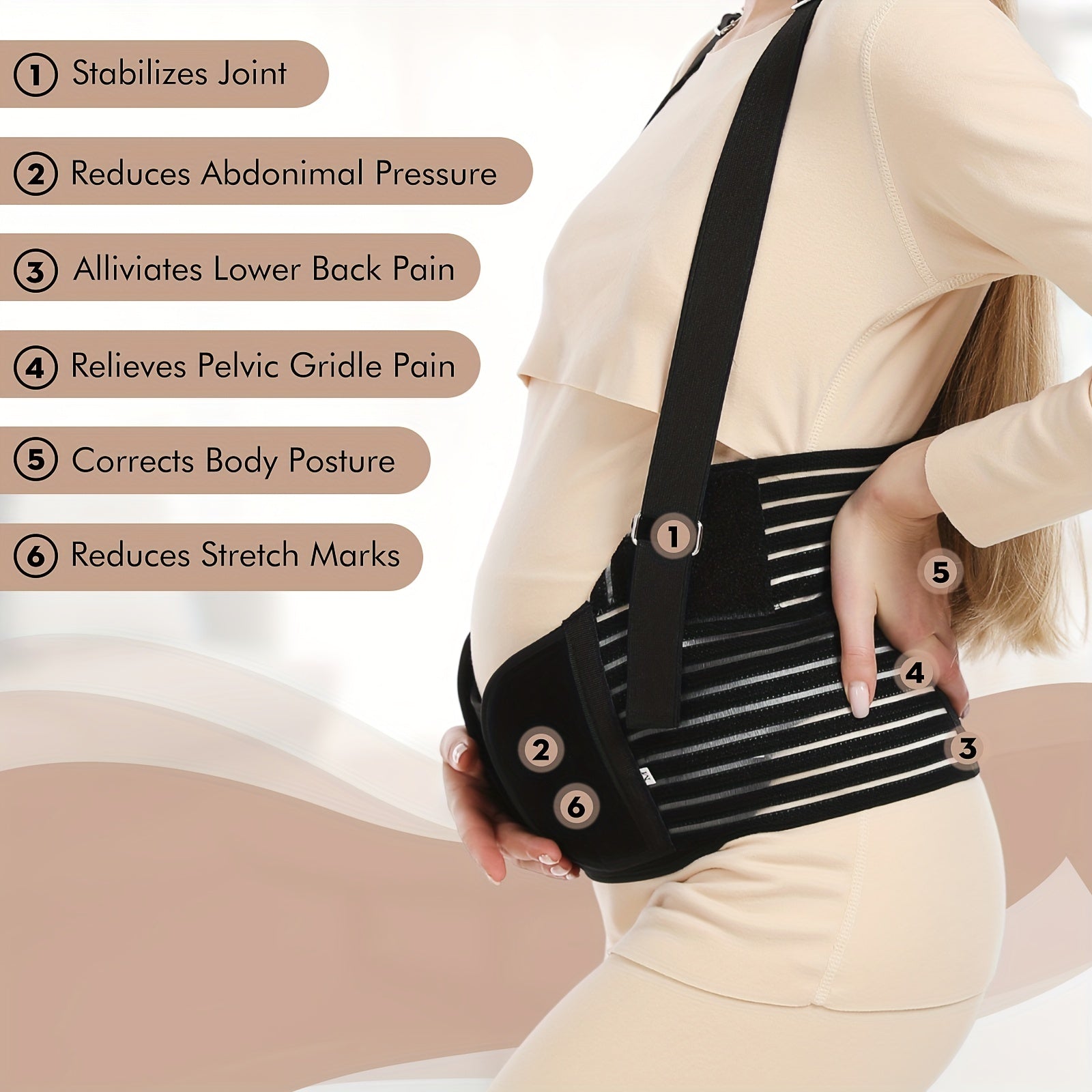 Pregnancy and Postpartum Support Belt Breathable Adjustable Maternity Belt with Detachable Shoulder Strap