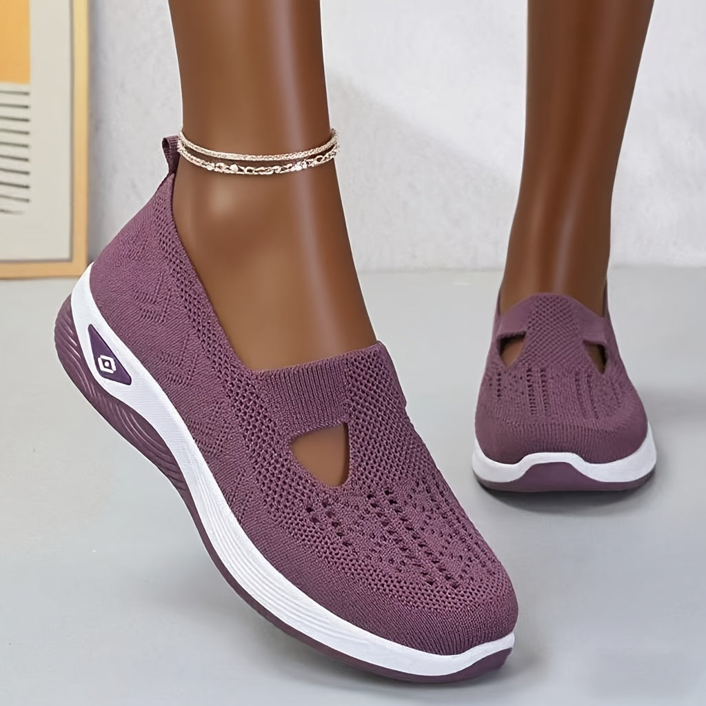 Women's Breathable Mesh Slip-On Sneakers with White Accents