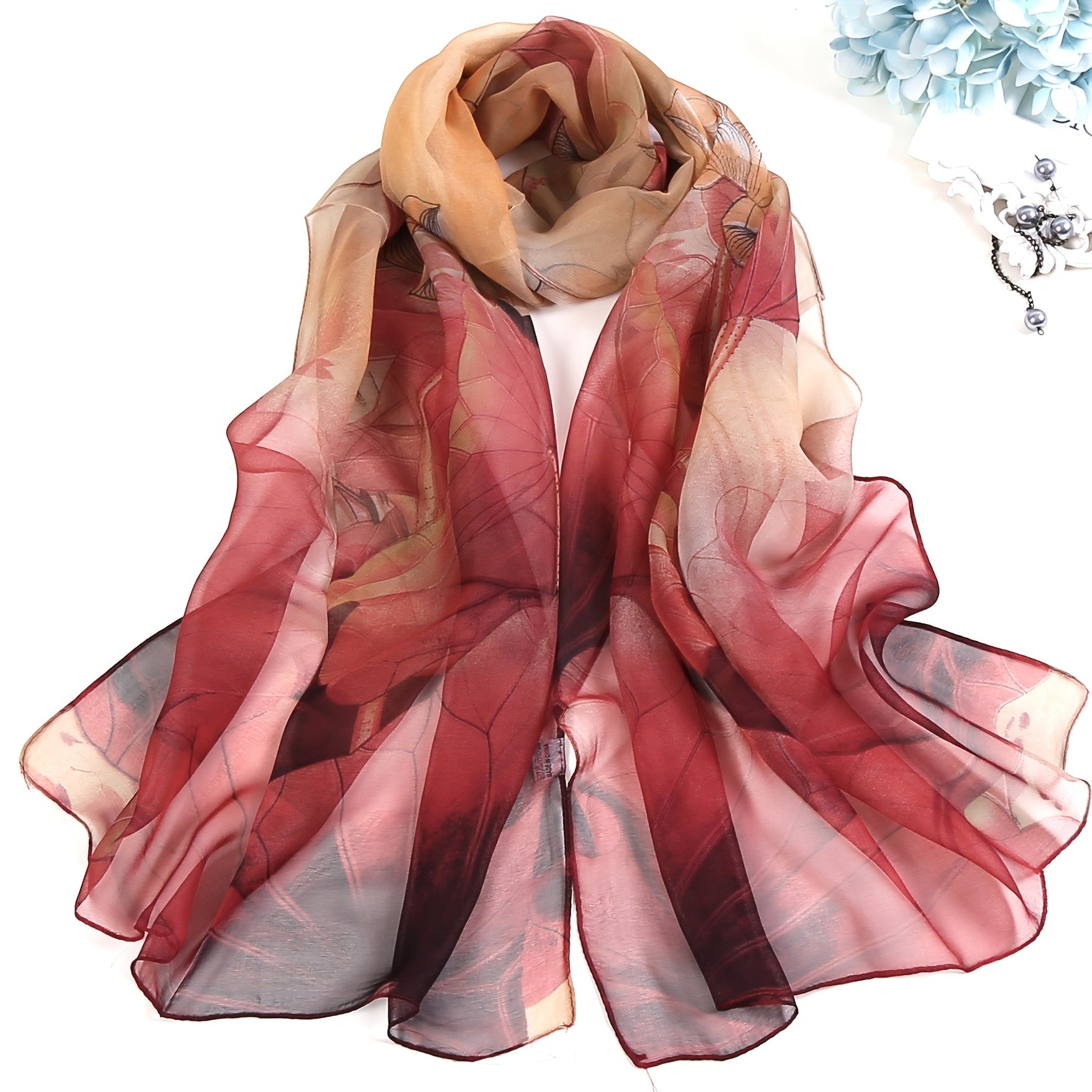 Women’s Printed Chiffon Scarf Soft Breathable Travel Shawl