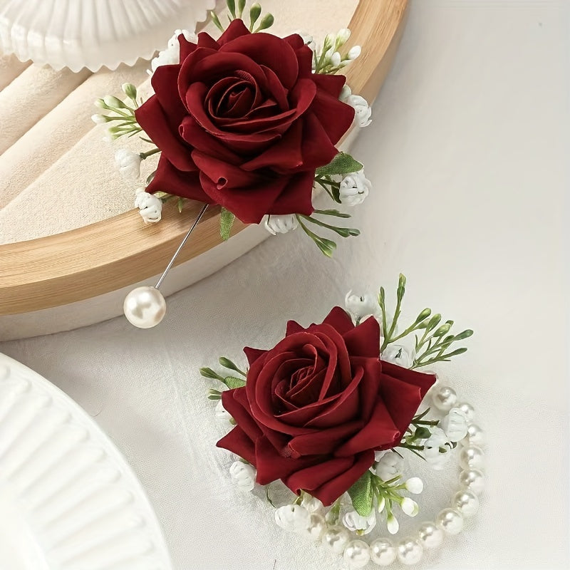 Wedding Accessories Wrist and Chest Flowers for Bridesmaids Groomsmen and Bride