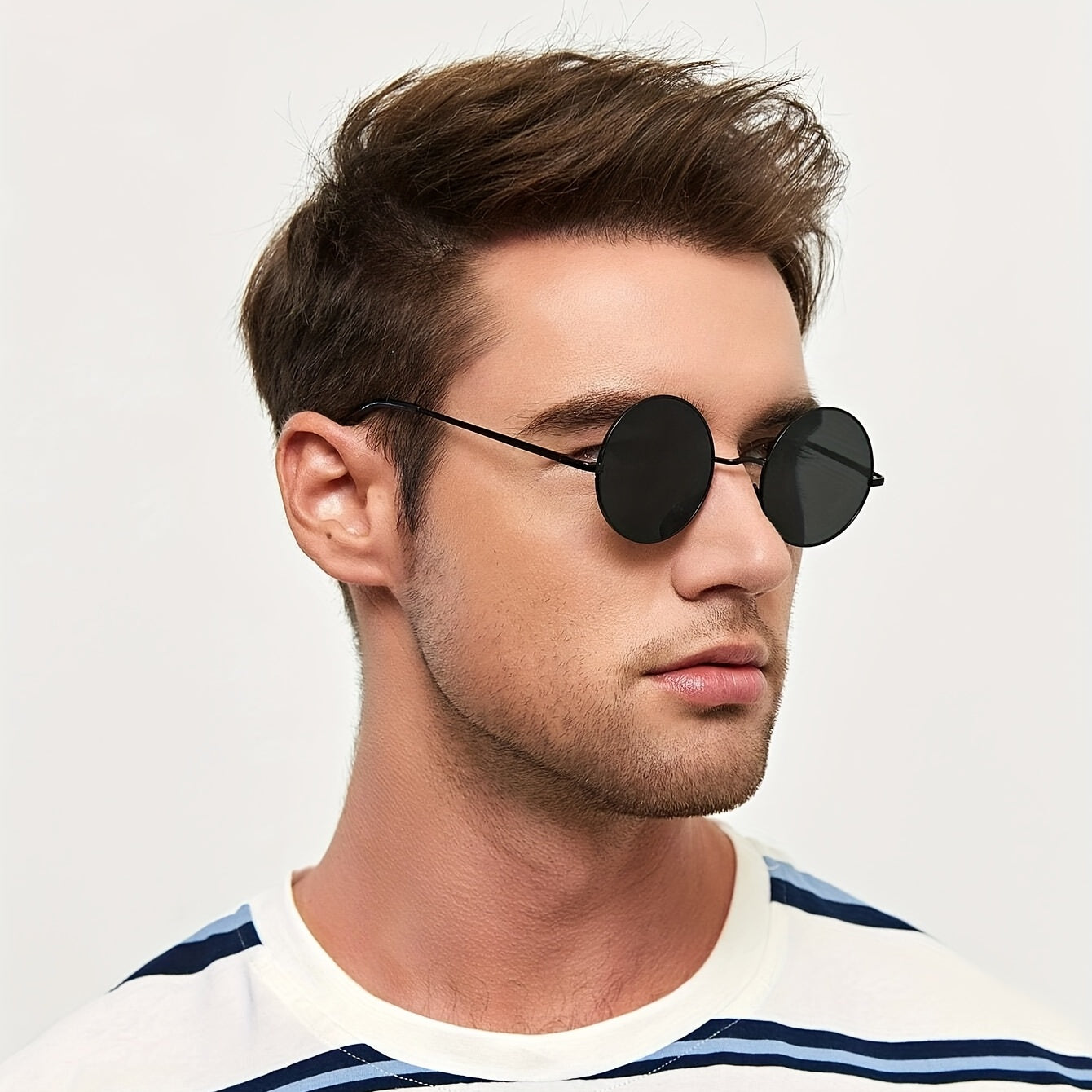 Men's Round Glasses Fashionable Eyewear for Casual Wear