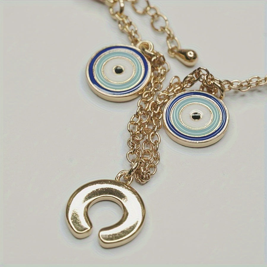 Ayollar uchun zamonaviy Yomon Ko'z Zargarlik: 18K oltin qoplamali sintetik zirkoniya pave toshlari bilan bezatilgan vintage qabilaviy ko'z charm bilaguzuk, sozlanadigan mis zanjir - kundalik kiyish va sovg'alar uchun mukammal