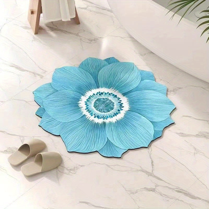 3D Flower-Shaped Non-Slip Floor Mat with Pink Blanket for Living Room Bedroom Bathroom