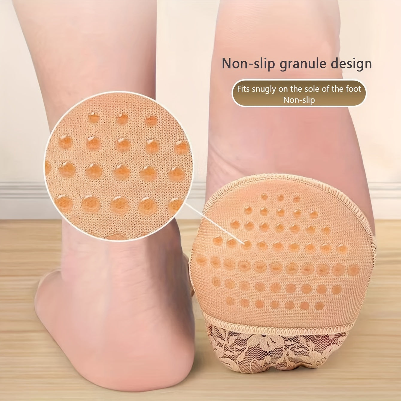 Women's Lace Forefoot Socks for Heels and Sports Shoes Thick Soft Toe Pads