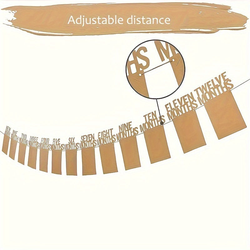 First Birthday Photo Banner for Boys or Girls, Monthly Milestone Wreath, 12 Months Old