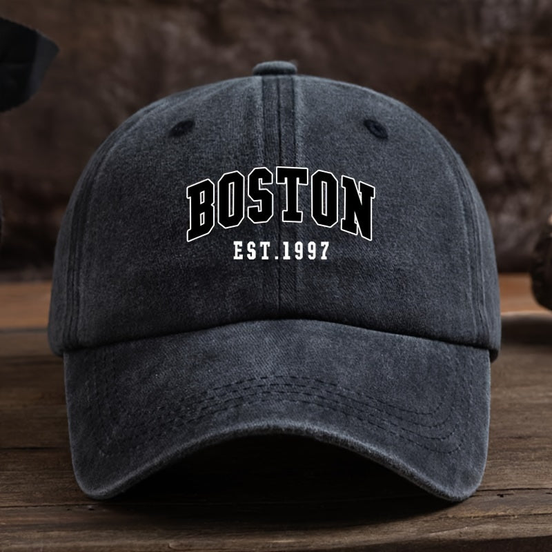 Boston Est. 1997 Unisex Moda Beysbol Shlyapa, O'zgaruvchan Qiya Qirralar bilan, To'qilgan Matodan Yasalgan, Oson Parvarish, Mashinada Yuvish/Quruq Tozalash mumkin.