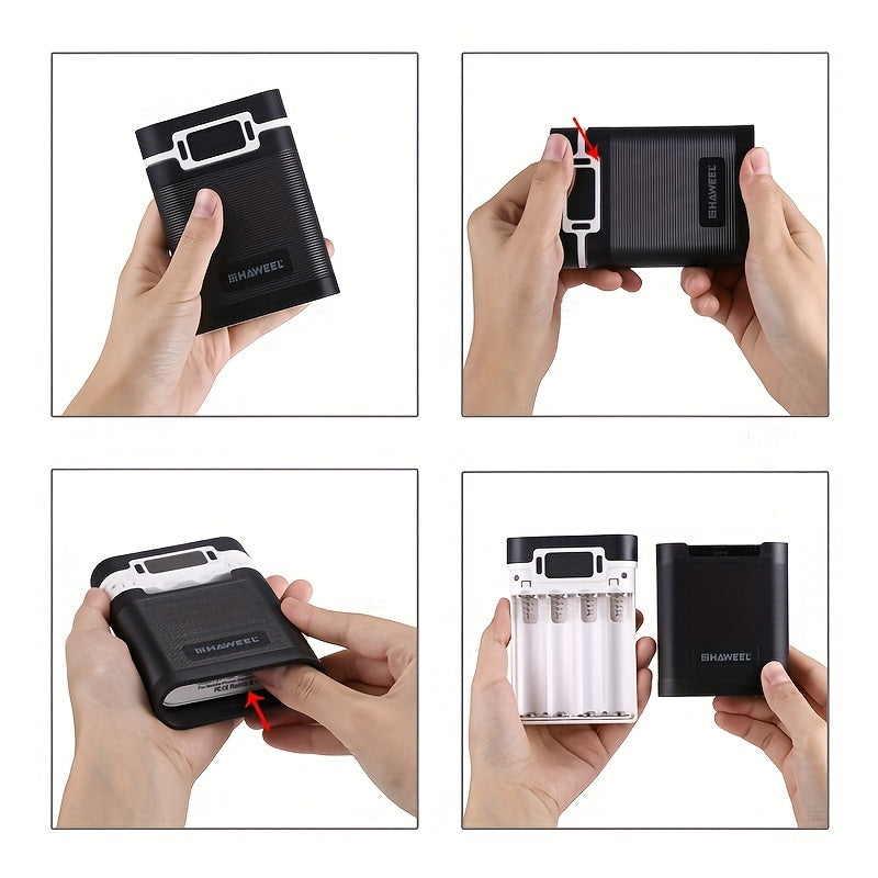 4-Section 18650 Battery Case with LED Indicator Portable Charging Box Plastic