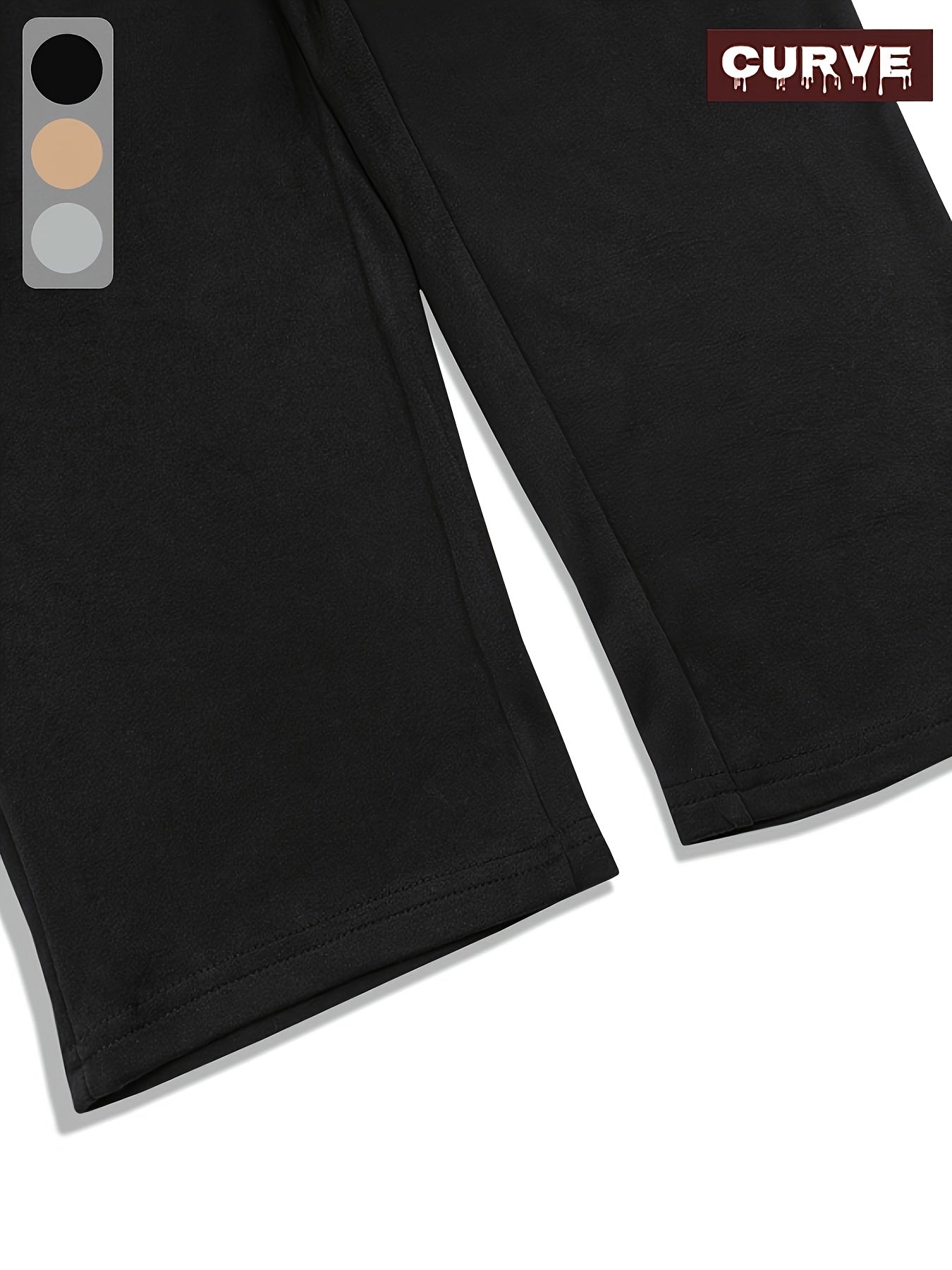 Women's Stretchy Capri Pants with Drawstring Waist Black Cropped Trousers