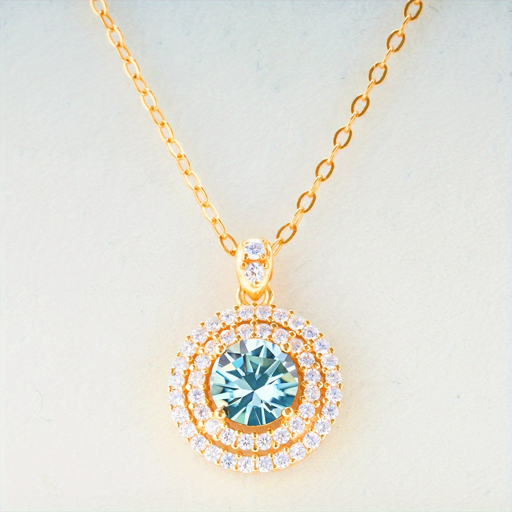 Lady 1 Carat Multicolor Moissanite Necklace Halo Pendant for Engagements Weddings Bridal