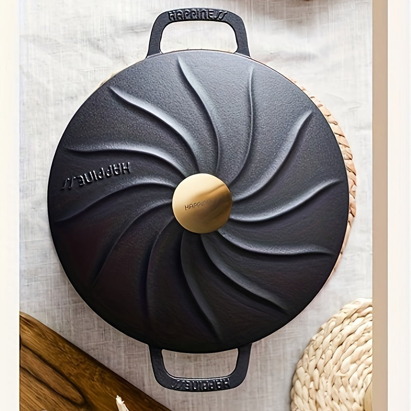 Olla de hierro fundido pre-sazonada de 27cm con tapa para horno de gas, parrilla y cocina