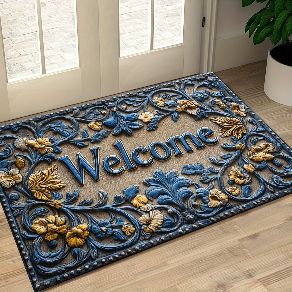 Modern Abstract Line Welcome Doormat Non-Slip Indoor Outdoor Polyester Rug