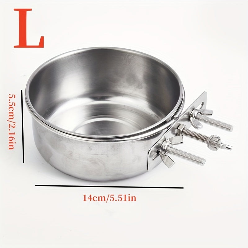 Stainless Steel Dog Bowl with Hanging Design and Screw Fixing for Cages