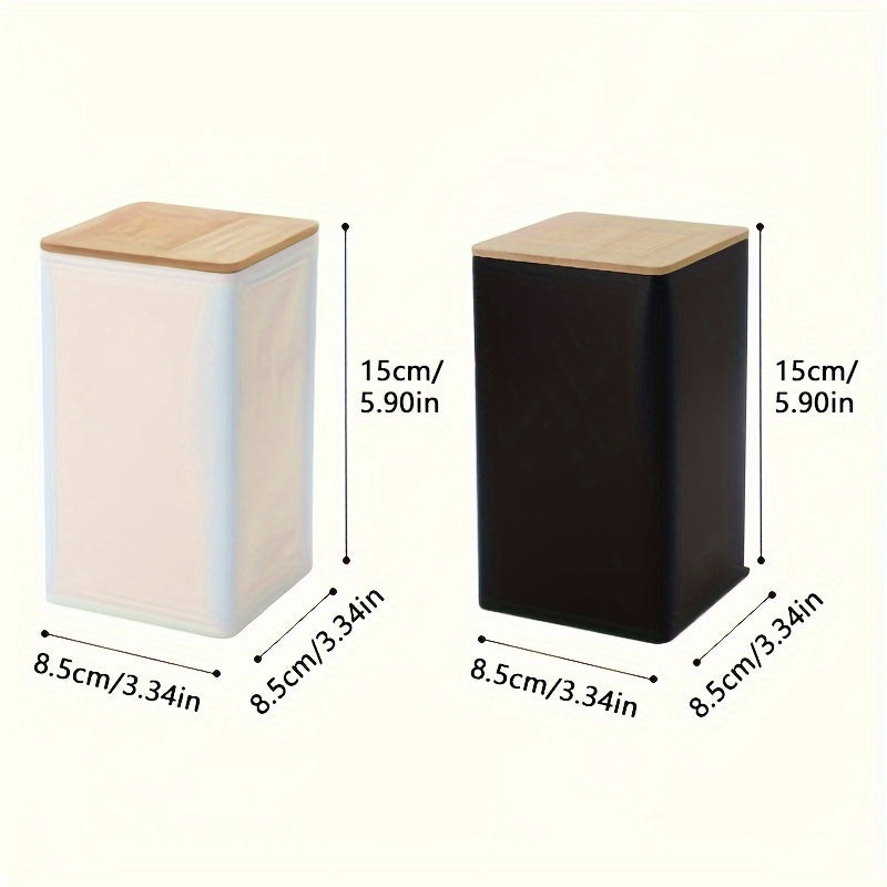 Square Metal Canisters Set of 3 with Bamboo Lids for Tea Coffee Sugar Storage