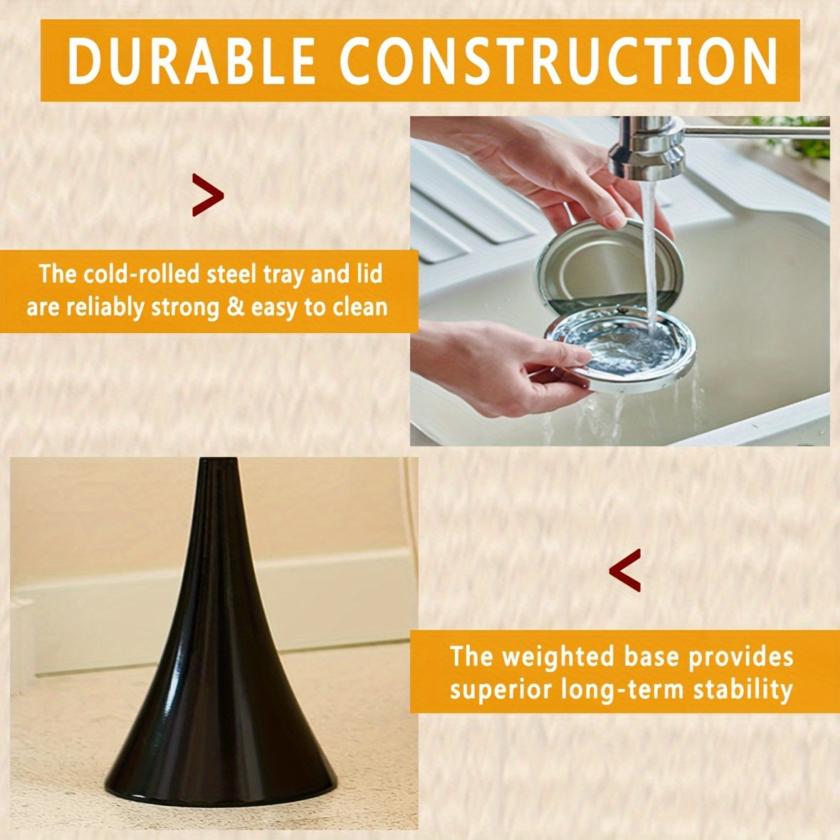 Floor Standing Ashtray with Lid Modern Windproof Black White Red Chrome