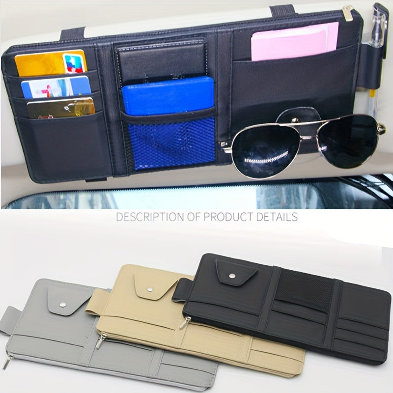 Organizador de tarjetas para parasol de coche, caja de almacenamiento con clip para gafas de sol