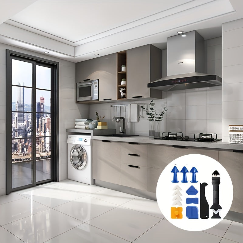 Juego de 8/14 piezas de herramientas de silicona para sellar con boquilla de acero y raspador de lechada