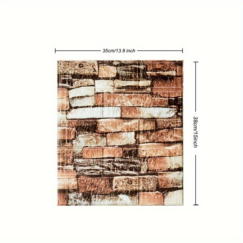 Self-Adhesive Wallpaper Wall Covering Brick Stone Wood Pattern Washable