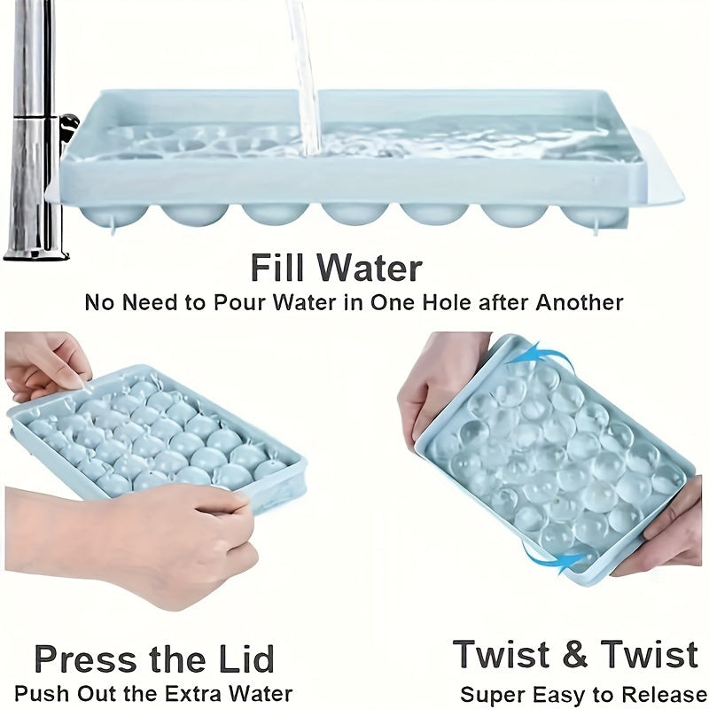 Round Ice Mold PP Material 32 Blue Pink Ice Cubes for Summer Drinks