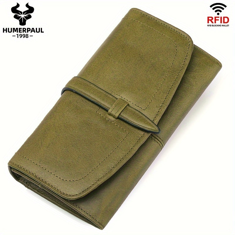 Красный RFID-блокирующий длинный кошелек-клатч с кнопкой, молнией, карманом для монет и несколькими слотами для карт.