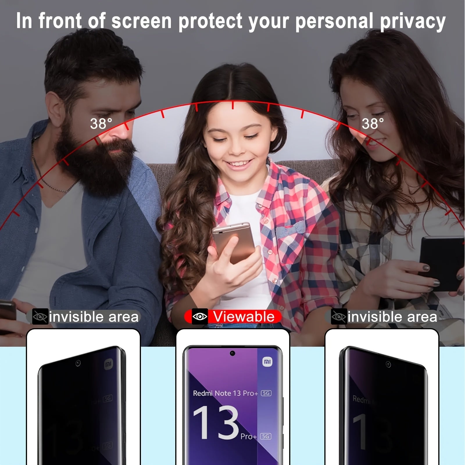 Закаленное стекло защитное стекло для Redmi Note 13/13 Pro/13 Pro+ с 3D-приватностью и глянцевой отделкой. Устойчивое к царапинам и антиотпечатковое, с установкой без пузырьков и высокой четкостью.