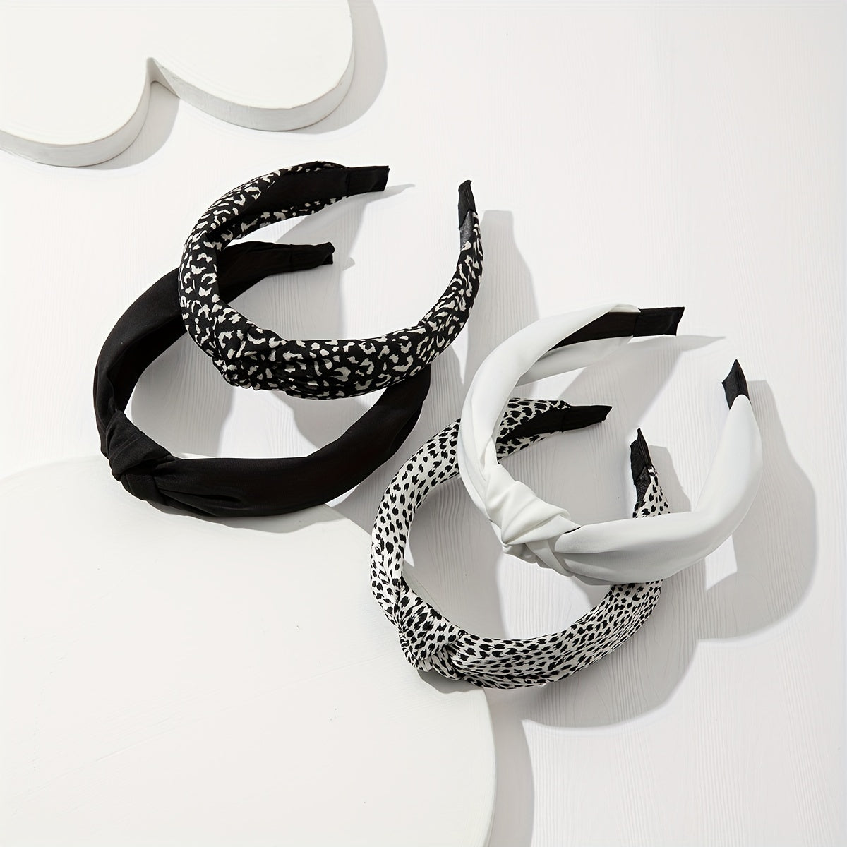 Leopard Print Hairband Set for Women Wide Anti-Slip Headbands for Face Washing and Styling