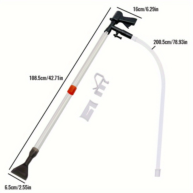 Aquarium Gravel Cleaner with Glass Scraper Adjustable Water Flow Handheld Fish Tank Siphon
