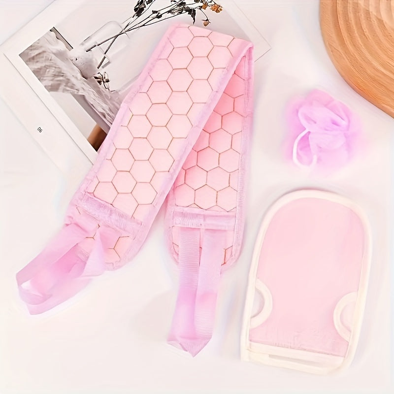Exfoliating Bath Set with Scrubber Brush and Gloves for Deep Skin Cleanse