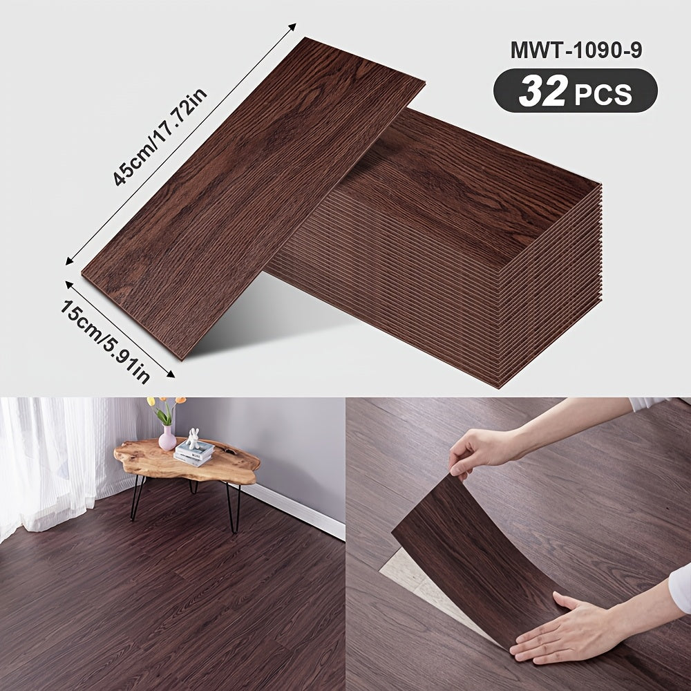 32-Pack Vinyl Flooring Tiles 15x45cm Self-Adhesive Wood Grain Stripes Indoor