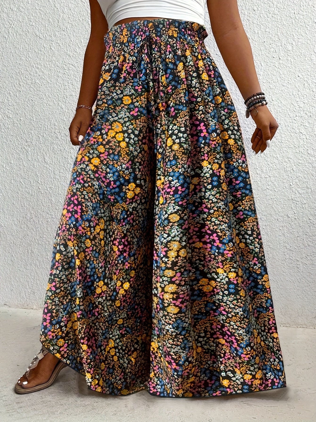 Women Wide-Leg Pants Machine Washable Casual Formal All-Season