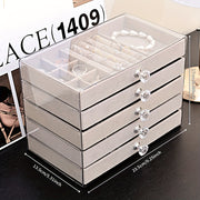 Velvet Jewelry Organizer with 5 Tiers Drawer Storage for Rings Earrings Necklaces and Bracelets
