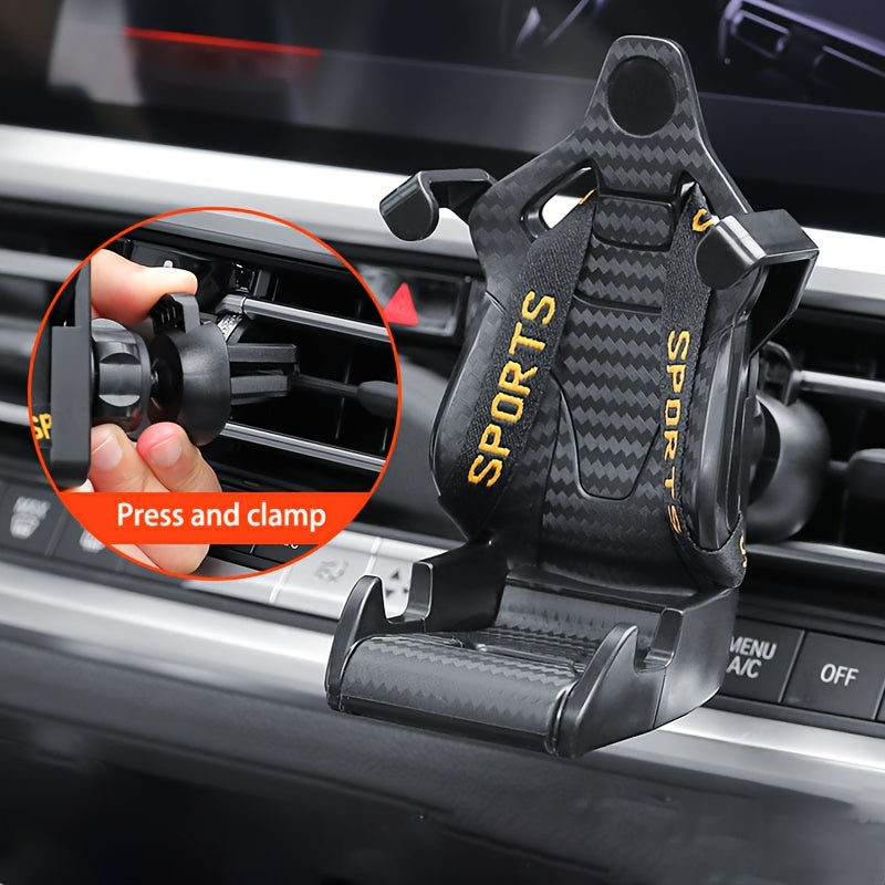 Universal Racing Style Carbon Fiber Pattern ABS Phone Holder for Car Air Vent Mount