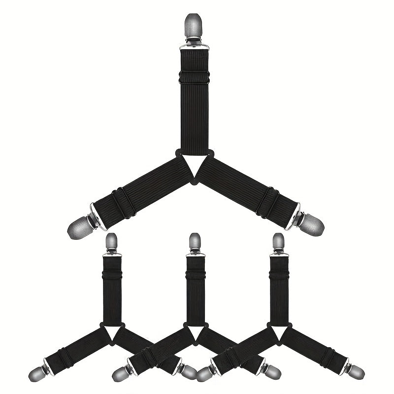 Set of 4 Bed Sheet Clips Triangle Fitted Sheet Holders Adjustable Corner Grippers