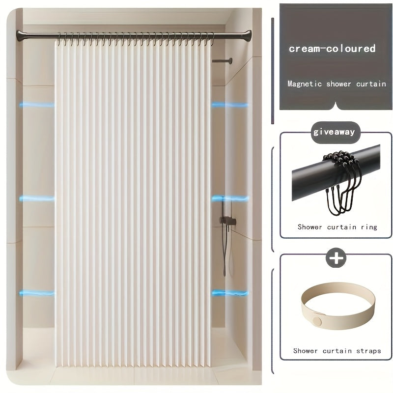 Shahar mavzusidagi suv o'tkazmaydigan sun'iy kətan dush pardasi, tutqichlar va magnit halqa bilan, faqat qo'l bilan yuvish, qisman astarlangan, oddiy to'qima, barcha mavsumlar uchun mos, hammom va mehmonxonalar uchun nam/quruq ajratish uchun ideal.