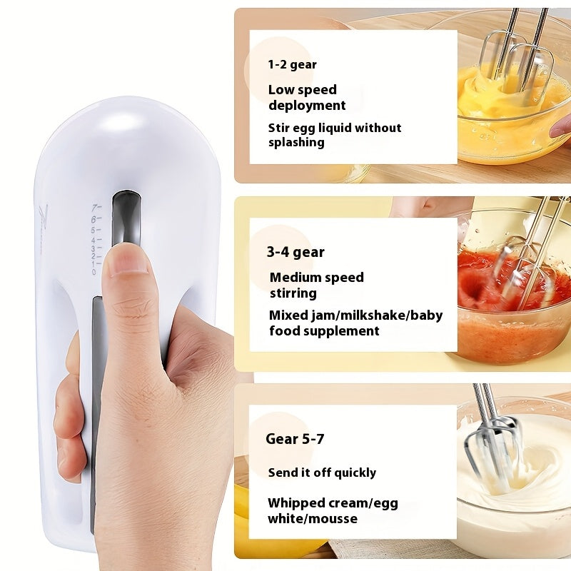 Electric Handheld Mixer Stainless Steel 15-Speed Portable Kitchen Appliance
