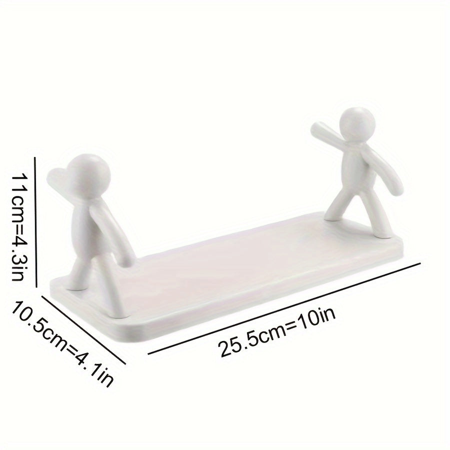Durable Plastic Wall Shelf Humanoid Design No-Drill Mount Bathroom Living Room Bedroom Balcony Holds 2kg