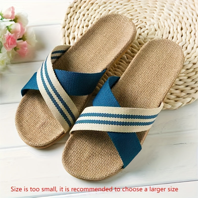 Men's Open Toe Cross Strap Slippers Breathable EVA Sole Non-Slip Summer Casual Shoes