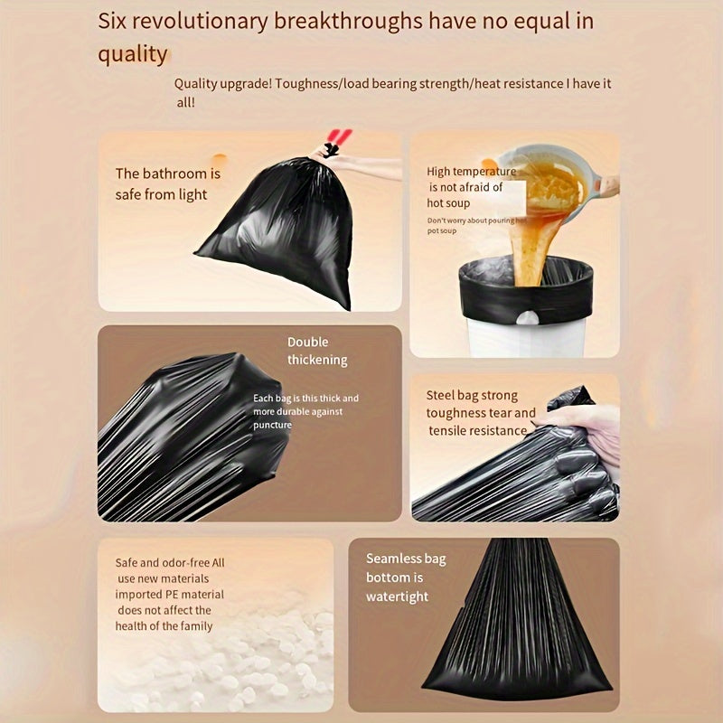 Heavy Duty Black Trash Bags with Drawstrings 100 Count Leak-Proof Opaque Liners for Yard Industrial Construction