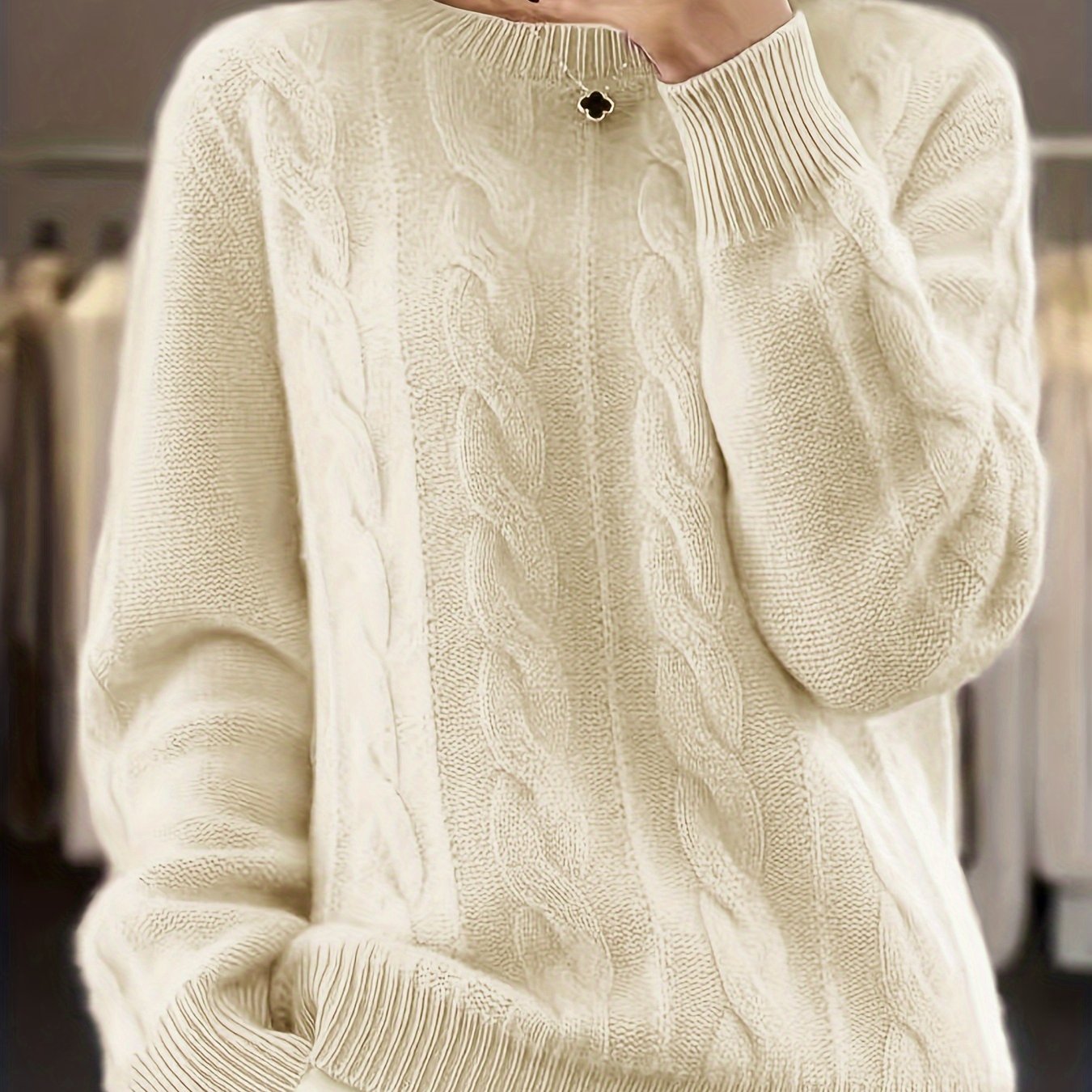 Plus Size Women's Cozy Knit Sweater Long Sleeve Round Neck Pullover