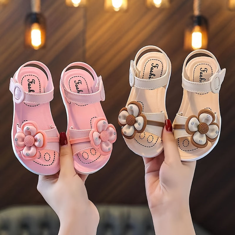 Girls' Floral Sandals for Kids 1-5 Years Non-Slip Soft Sole Summer Beach Shoes