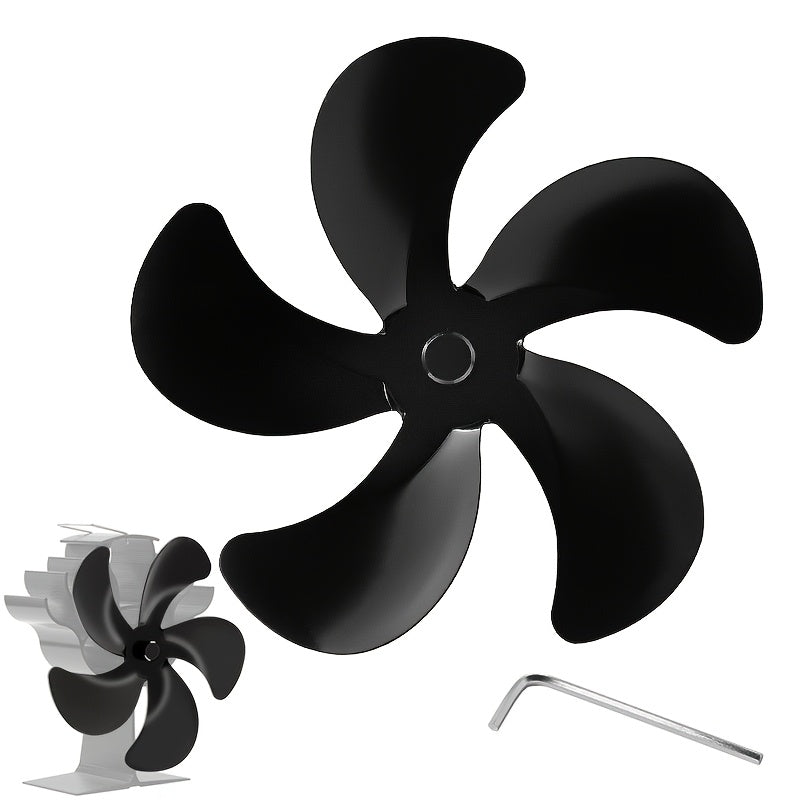 Fireplace Fan Accessories 5-Blade Black Aluminum Alloy 180mm Diameter