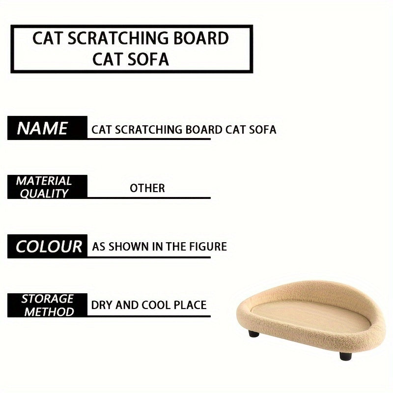 Cat Sofa Bed with Scratching Pad Faux Hemp Durable Resting Area for Cats